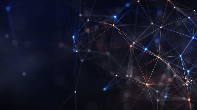 Abstract digital network with glowing nodes